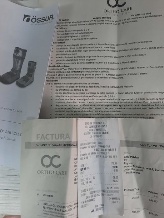 Orteza cu pompa de aer