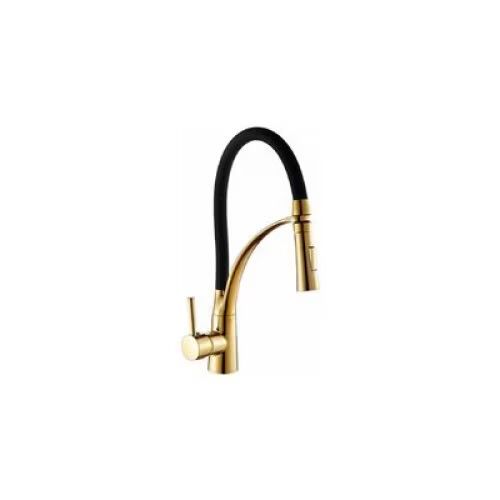 Смесител за Кухня с изтеглящ се чучур,360 оборота златист