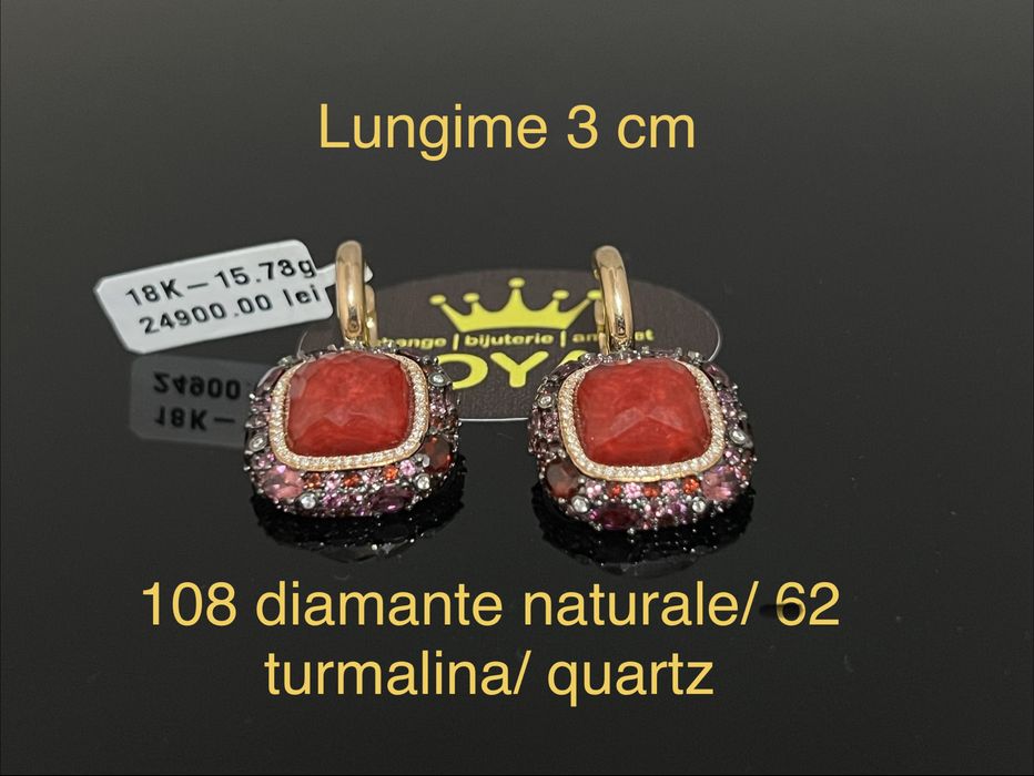 Bijuteria Royal CB : Cercei dama aur 18K  15,73gr Diamante naturale