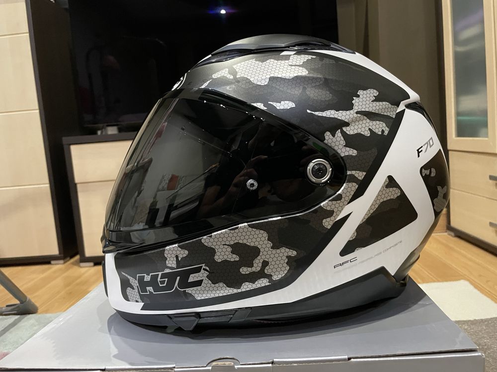 Мото каска Full face HJC F70 KATRA Matt white-Black Helmets