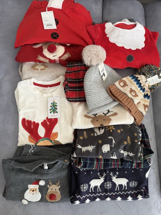 Коледни дрешки за бебе и малко дете, нови и като нови на Next и Zara