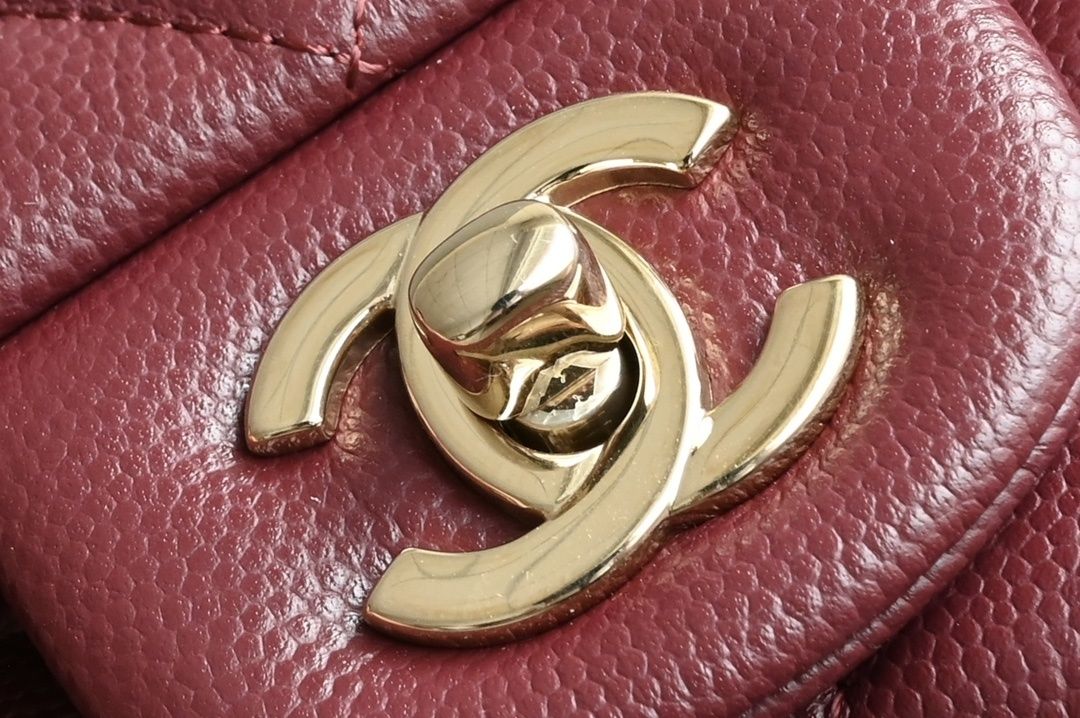 Geanta Chanel classic 25cm, red wine, tip Premium