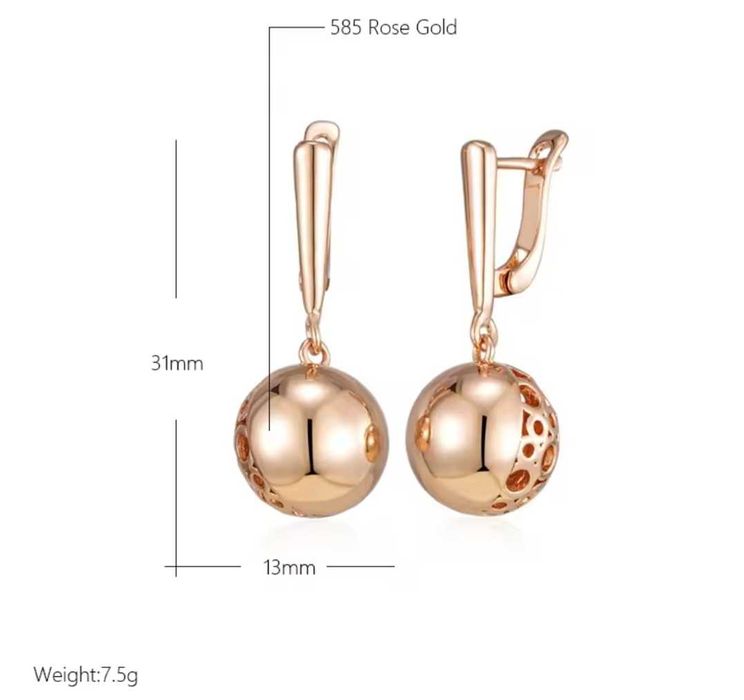 GP11, cercei placati aur 14k, incuietoare sigura, bile mari