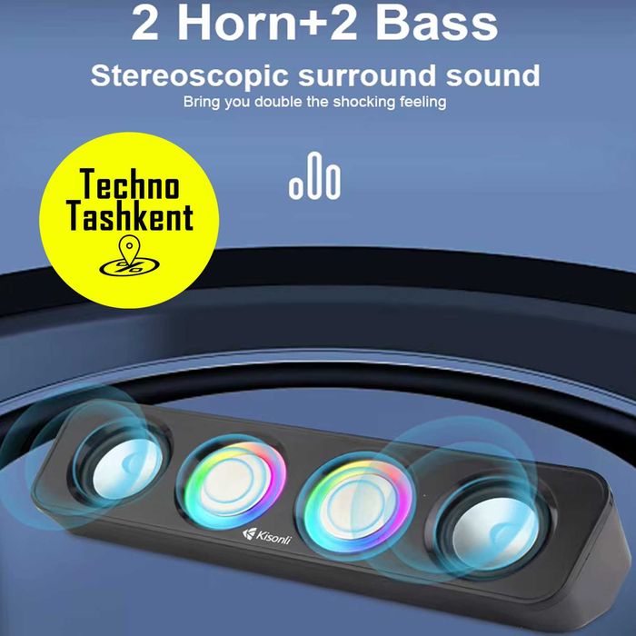 Компьютерные колонки Kisonli i-680BT, Bluetooth, AUX,2x3W, саундбар