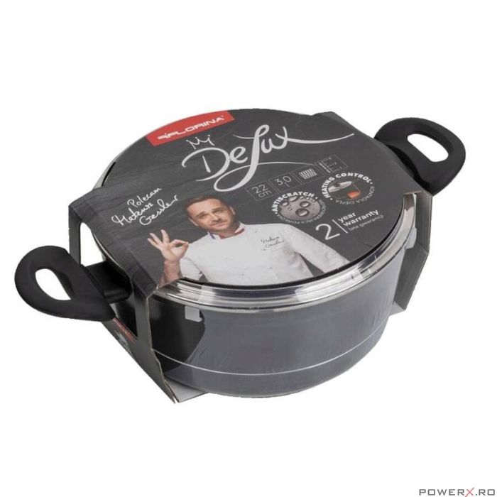 Oala din aluminiu forjat, cu capac, 22cm, 3L, invelis antiaderent si