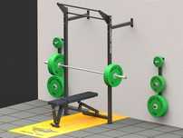 Стойка за клек с двоен летящ лост за монтаж на стена - Squat Rack