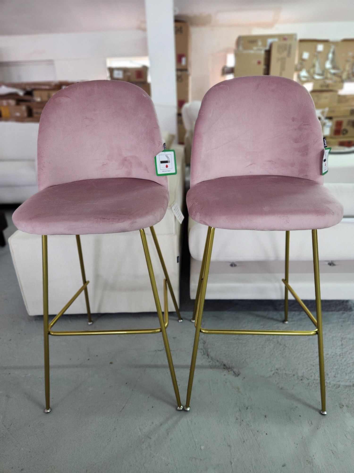 NOU Set scaune bar rose, auriu