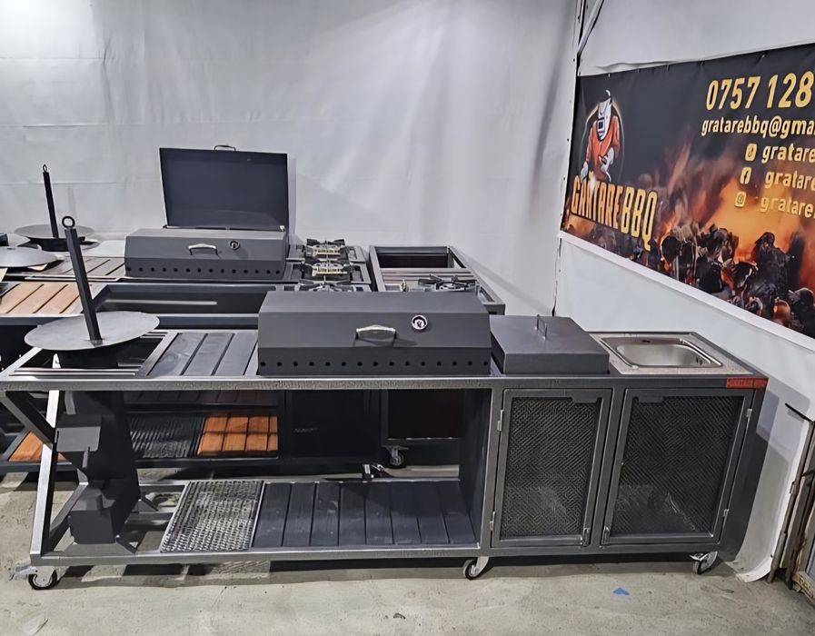 Grătar cu plita blat de lucru grătar complet și arzător pe gaz