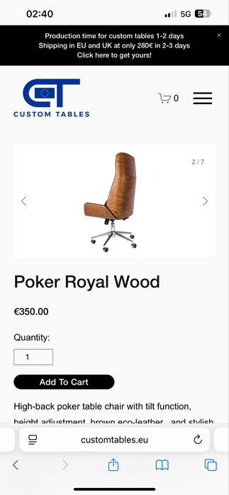 Scaune Poker imbracate in lemn CustomTables.eu customizate logo tau