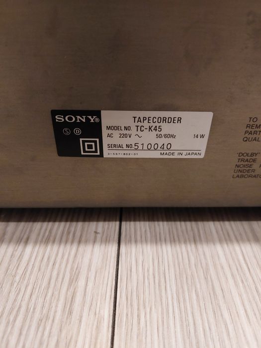 Vand Deck/Casete Sony TC-K45