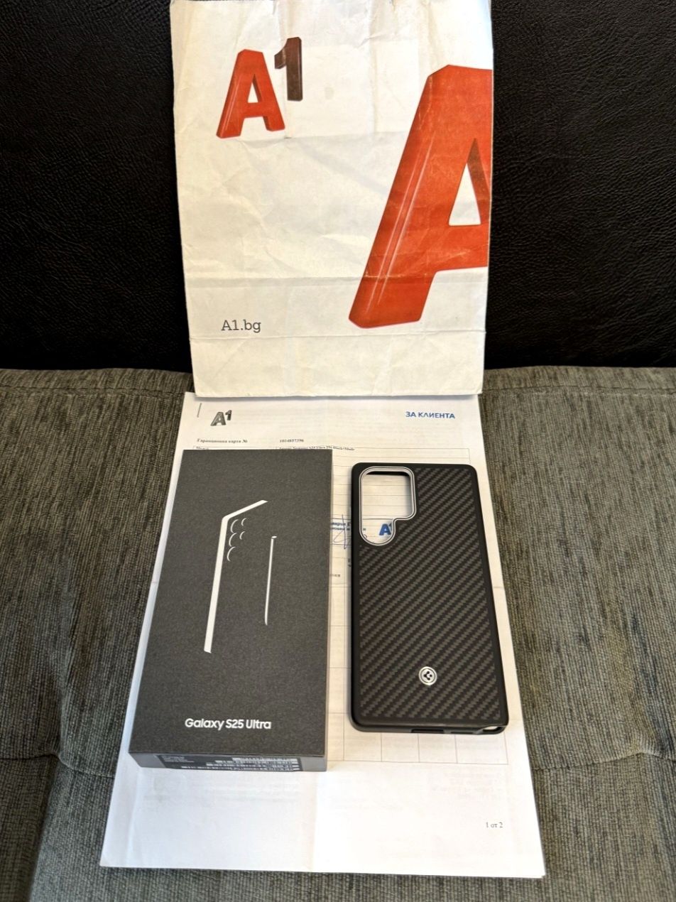 КАТО НОВ 256GB Samsung S25 Ultra A1 Гаранция 2027г. Black / Черен