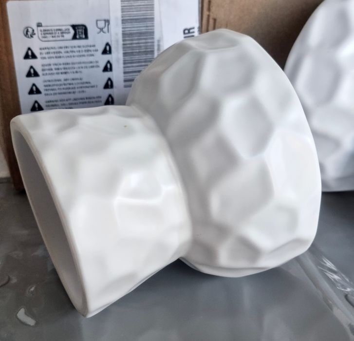 Комплект купички за животни с подложка, керамични, скосени, бели