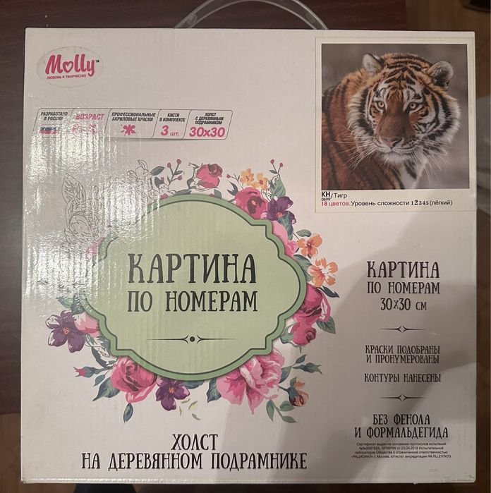 Картина по номерам новая и книга по рисованию в подарок
