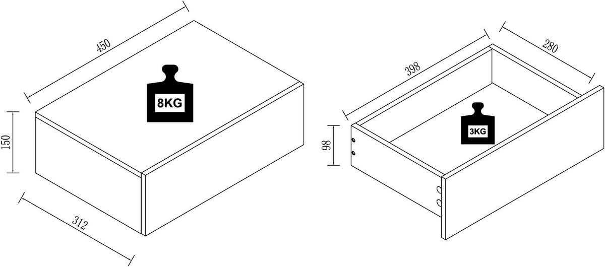 Mobilier, masa machiaj, noptiera | 918285 Antracit(2pcs)