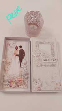 Елегантна картичка в кутия за сватба, юбилей, ръчно изработена