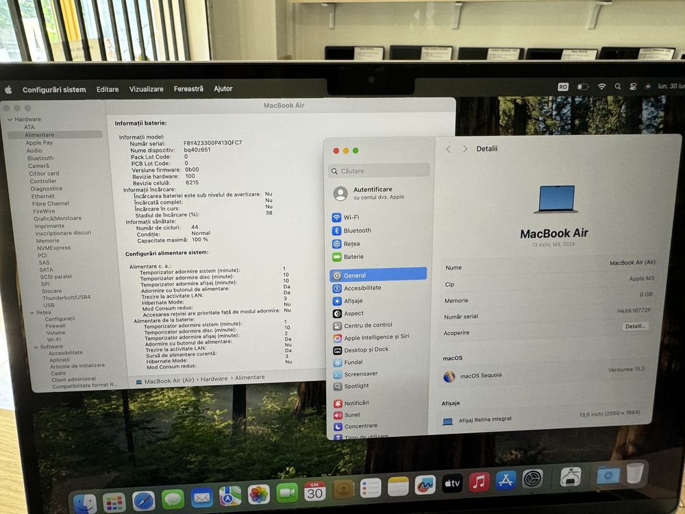 Laptop Apple MacBook Air 13", Apple M3, 8GB/256GB, Space Grey, CA NOU!