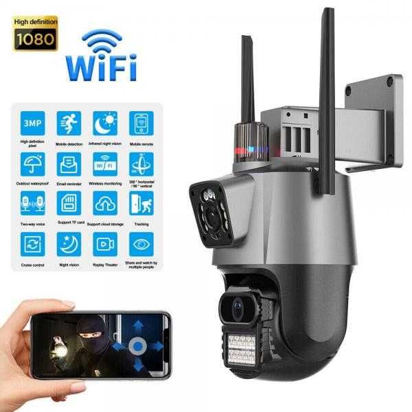 + карта 32GB ICSEE P11 PTZ Двойна IP камера цветно нощно виждане WIFI