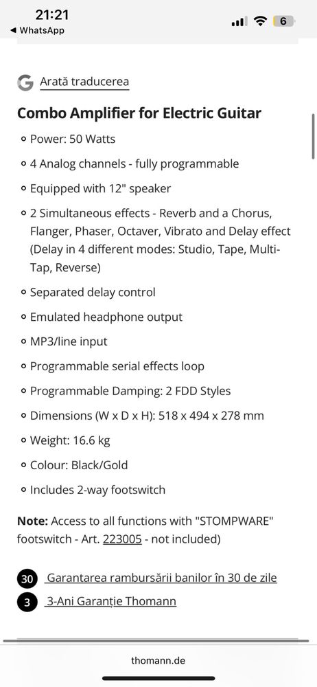 Amplificator Marshall MG50GFX pentru chitară