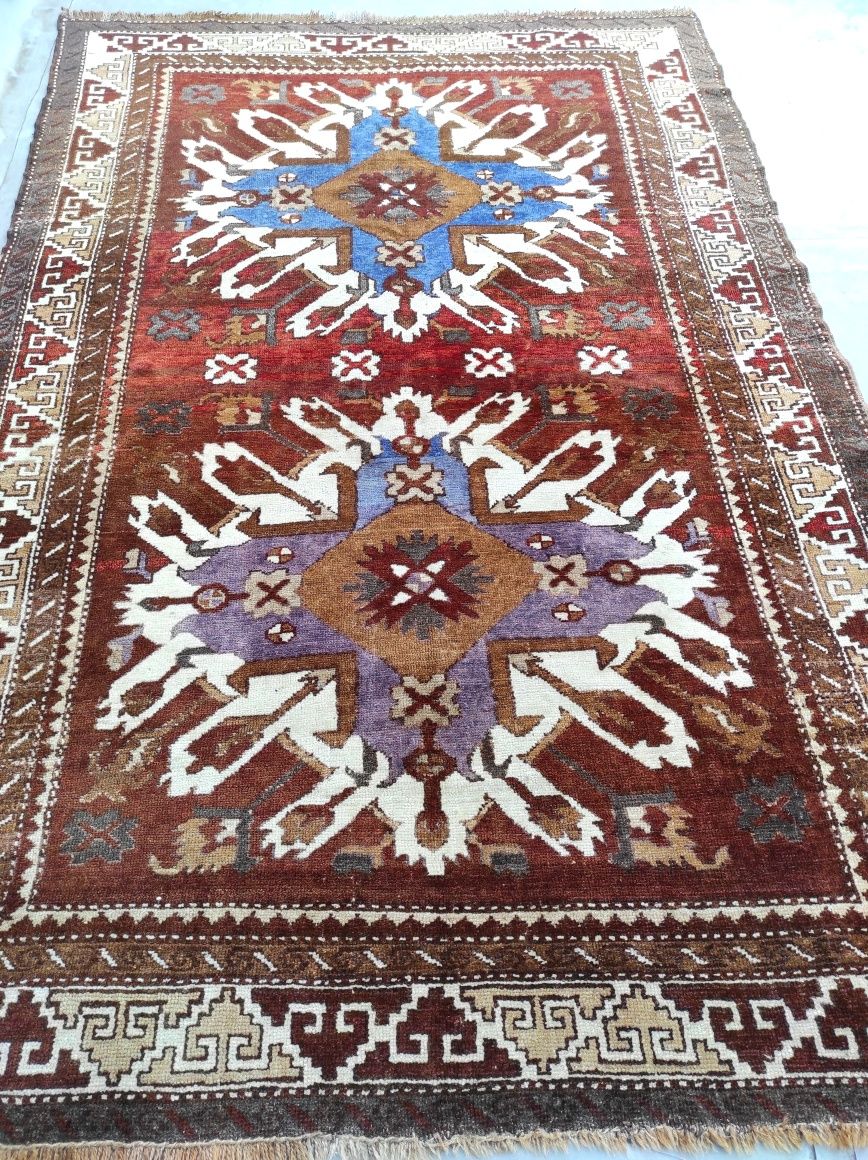 Covor persan tradițional, Kars-Kazak, lucrat manual, 245x163cm.