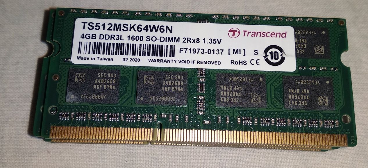 Нови рам памети за лаптоп Transcend 4gb ddr3l