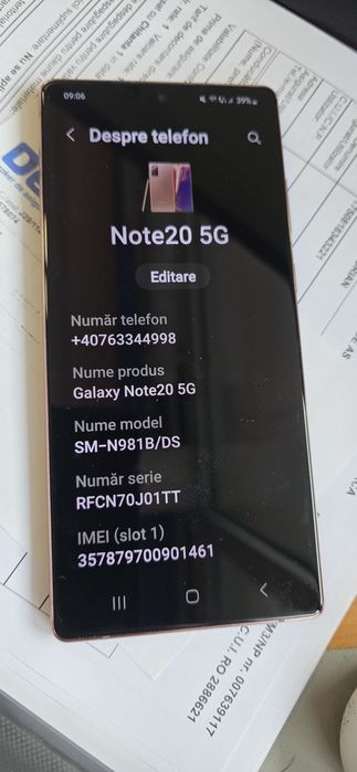 Samsung NOTE 20 5G 256gb 8 gb ram stare foarte bună