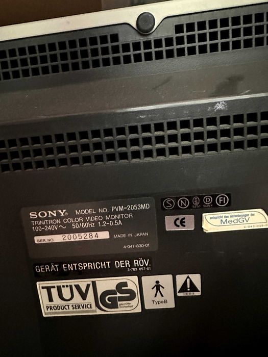 Monitor SONY Model PVM-2053MD Triniton color video monitor