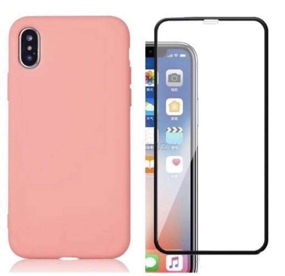 Husa Slim Silicon Catifea Thin si Folie Sticla 22D Iphone X XS XR