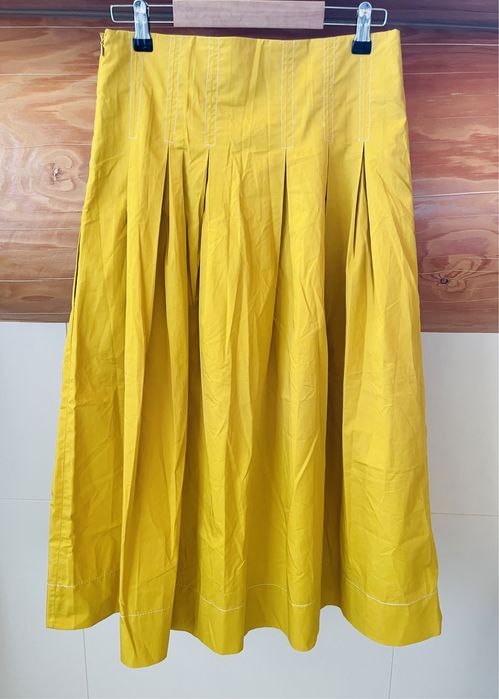 Fustă Zara, 100% bumbac, mărime M, culoare galben - muștar