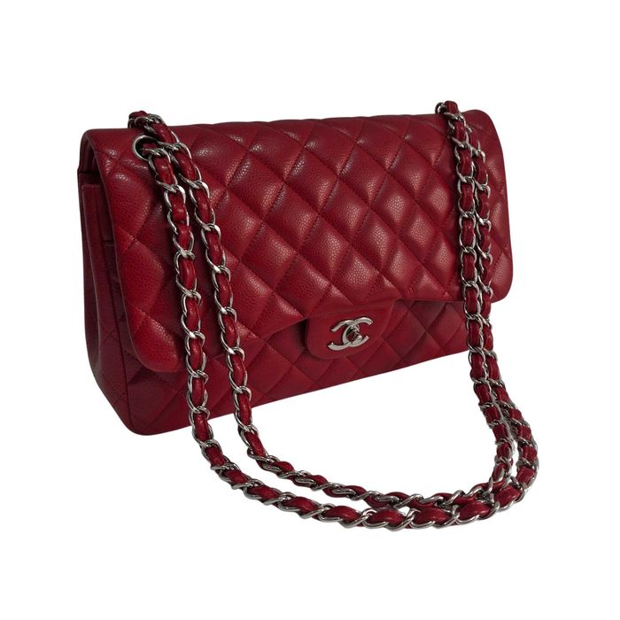 Liquid Money vinde - Poseta Chanel Timeless Classic Jumbo Red, silver
