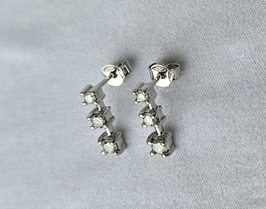 Cercei din aur alb 14k cu diamante naturale