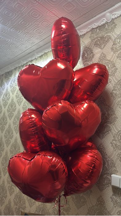 Шарики сердечки  10  шт качество отличное