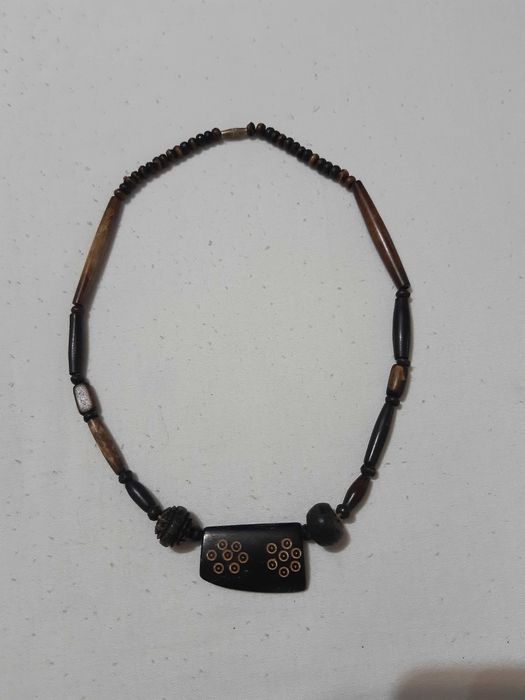 Colier bijuterie indiana vintage din os natural 47 cm