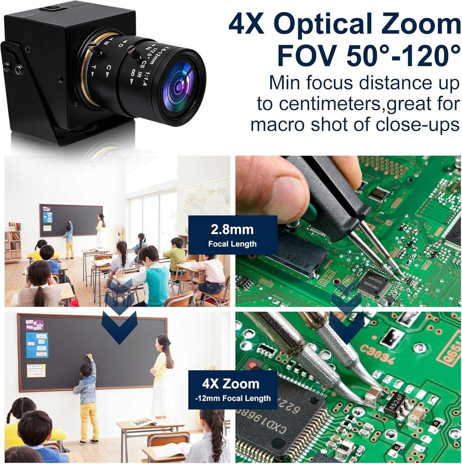 Svpro 4K USB камера HD Уеб с ръчен фокус с 2,8-12 mm променлив обектив
