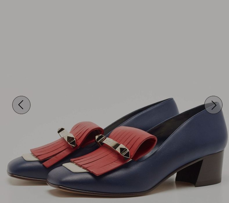 Valentino Garavani  Tricolor Uptown Fringe Pumps елегантни обувки 38 н