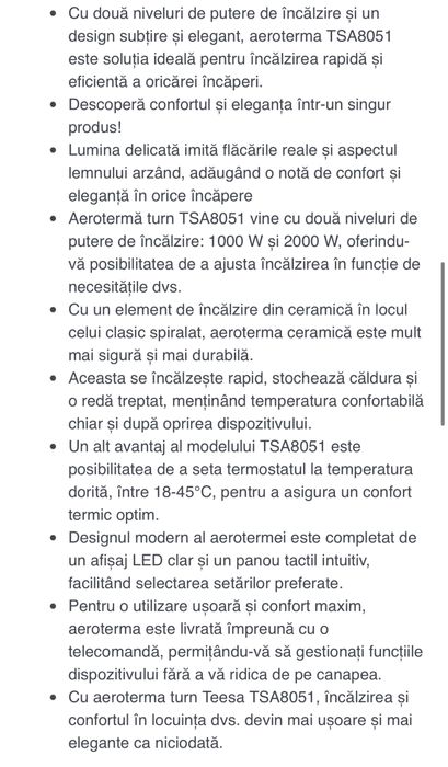Aeroterma/Ventilator turn Teesa cu telecomanda