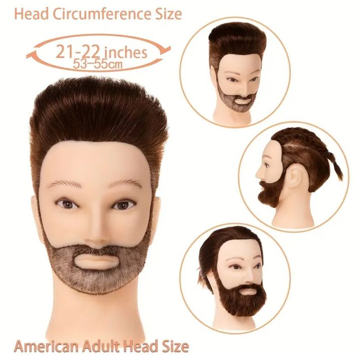 Мъжки тренировъчна глава за прически с стойка за маса