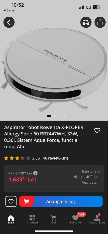 Aspirator robot, Sistem Aqua Force, functie mop