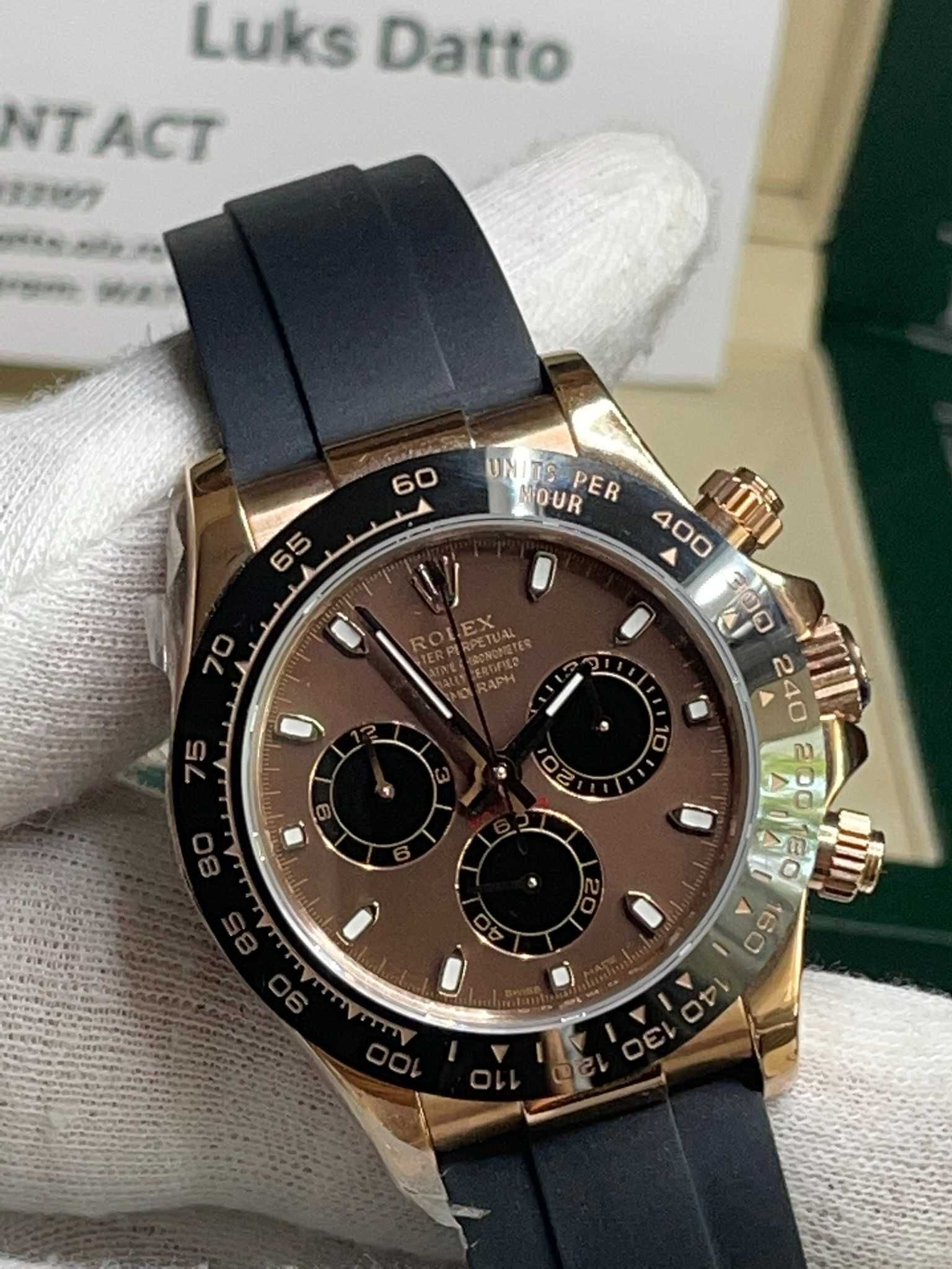 Rolex Daytona 40 MM Rose Gold Rubber Strap | Bezel Ceramic