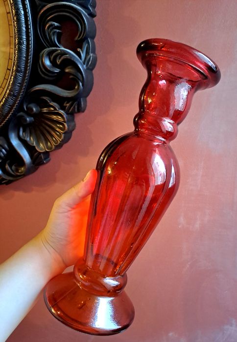 Vaza sticlă roșie vaza Mobexpert decorațiune roșie
