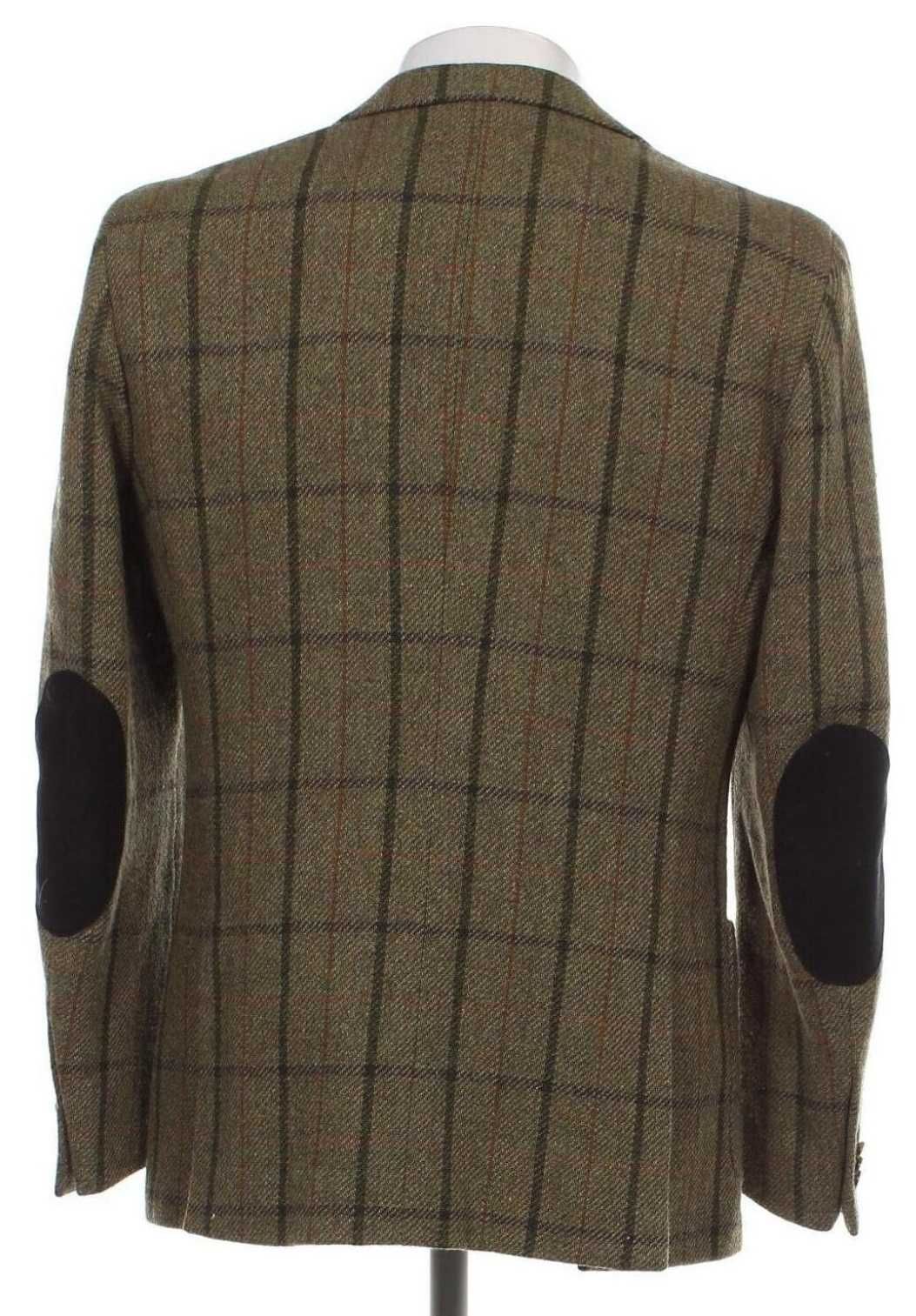 Sacou casual 52 XL premium GANT din lana tweed carouri verde