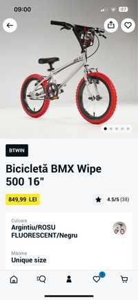 bicicleta BMX Wipe 500 16 inch decathlon