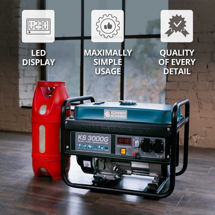 Generator Curent pe Gaz/Benzina „Könner & Söhnen” KS 3000G, Putere 3kW
