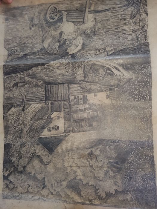 Tablouri vechi creion si acuarele