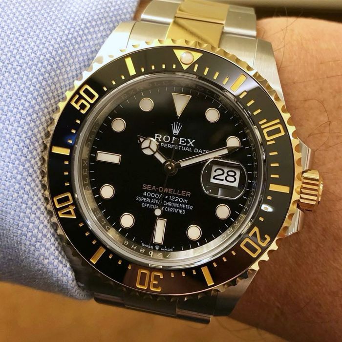 ceas barbat rolex sea-dweller two tone 43,mm
