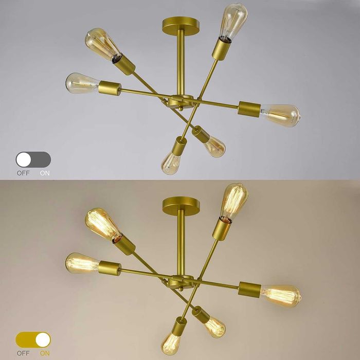 Lustra tip candelabru vintage auriu 6 brate