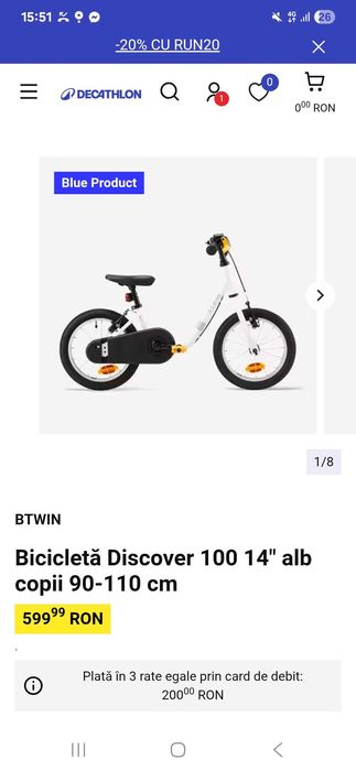 Bicicleta Decathlon 14" - 3 ani +