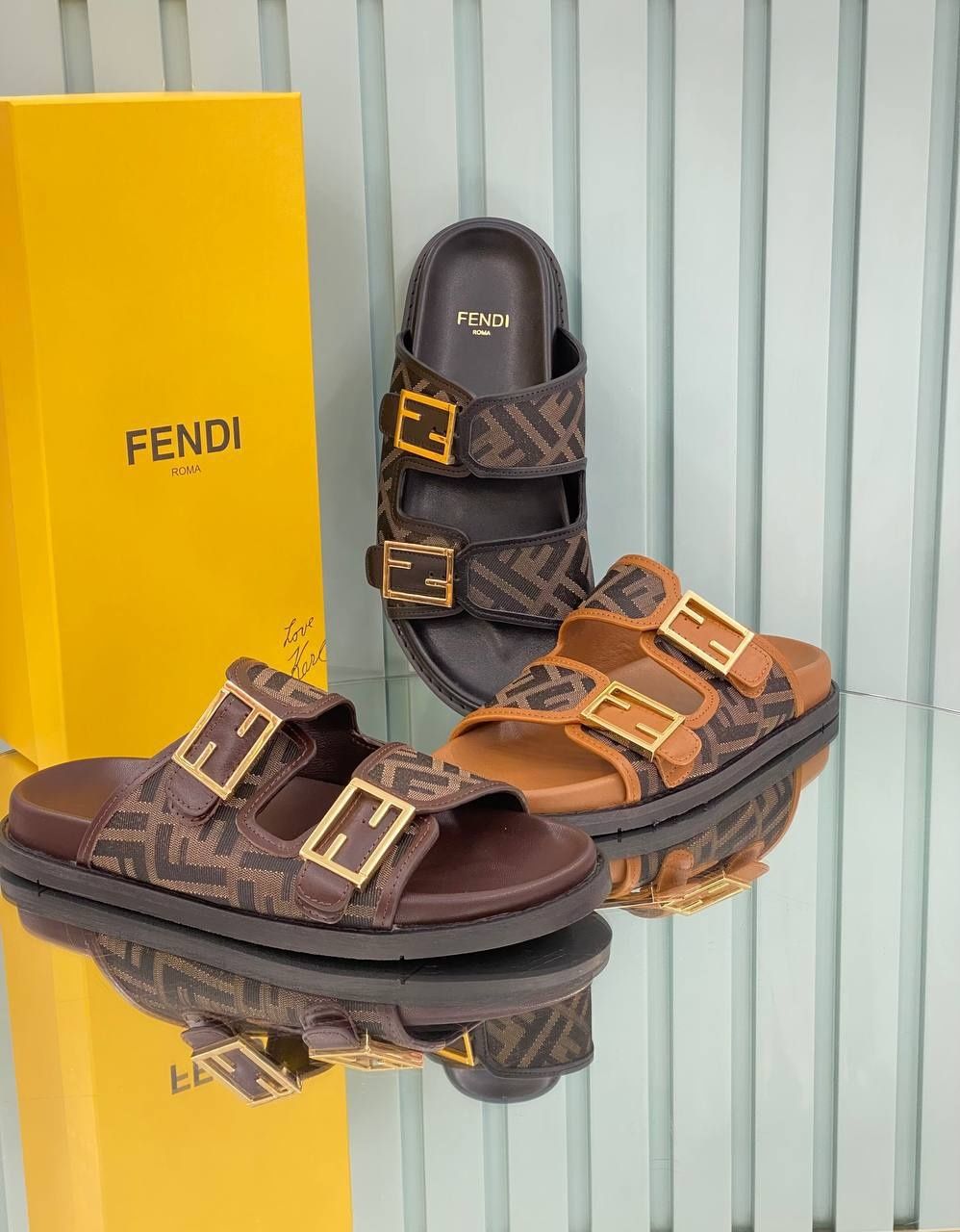 Papuci Fendi barbati  Premium Piele