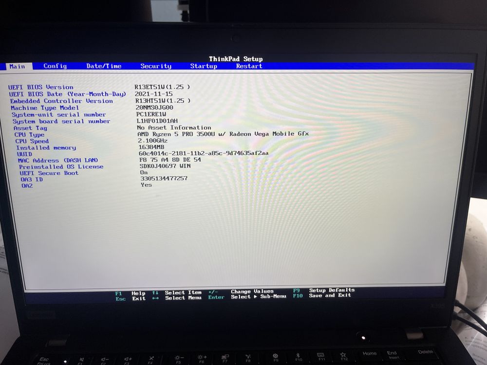 Lenovo thinkpad x395 ryzen 5 / 256gb ssd / touchscreen / 8gb ram