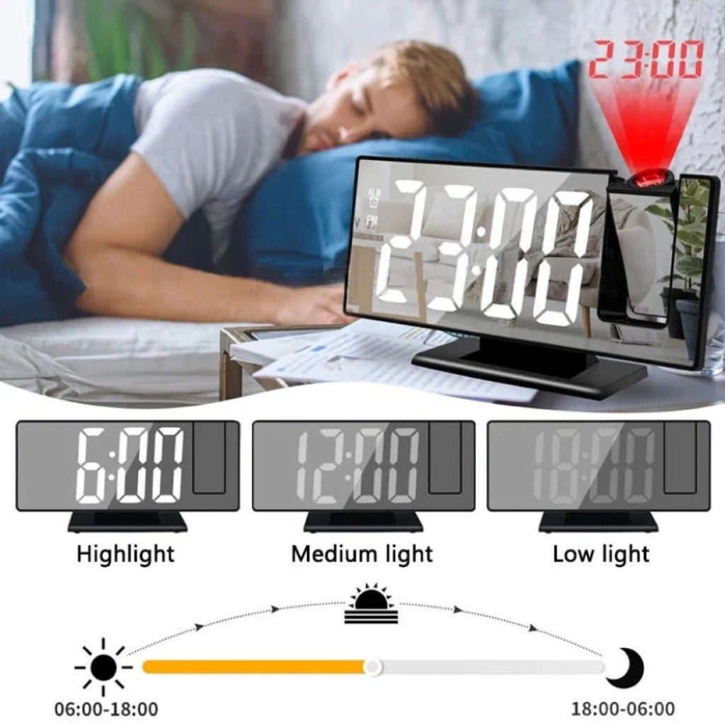 Настолен LED часовник със светещ проектор на тавана , аларма , будилни