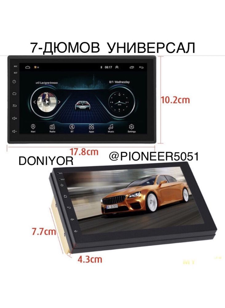 Pioneer Андроид мафон универсал янги wi fi gps yotub google blutus usb